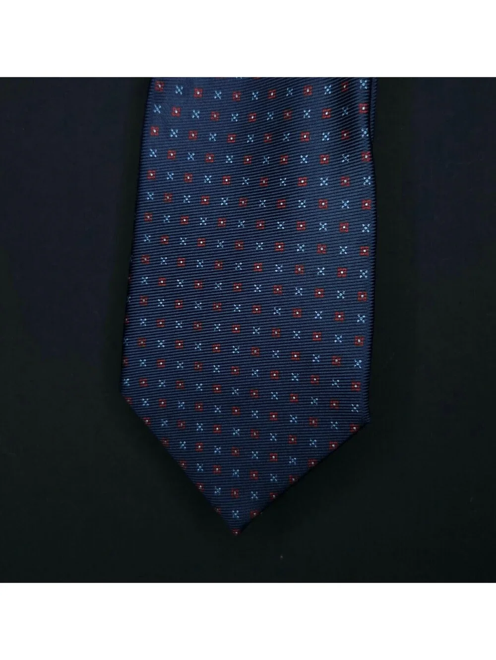 Men’s Luigi Borrelli Napoli Navy Blue Silk Geometric Tie